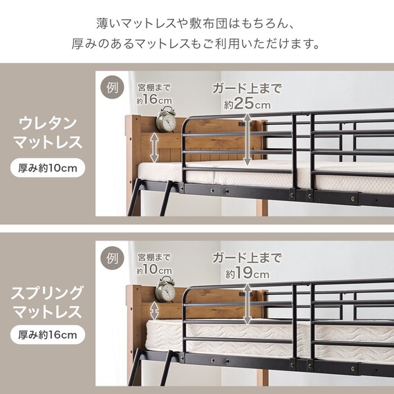 温かみのある天然木ロフトベッド (高さ162cm NA) 9枚目画像