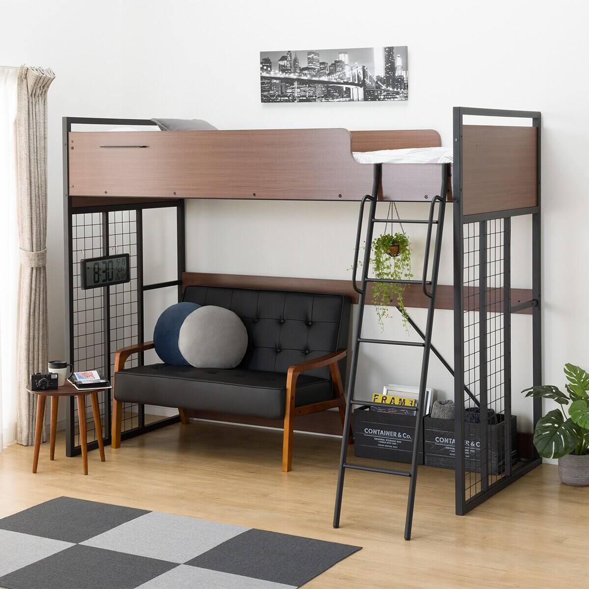 引き取り限定】ニトリ ロフトベッド デニッシュ R MBR/BK ロフトベッド