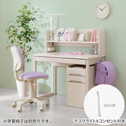 スタンダードデスク(メルシーQ(デスク＋ワゴン＋上棚)WW＋ライト  