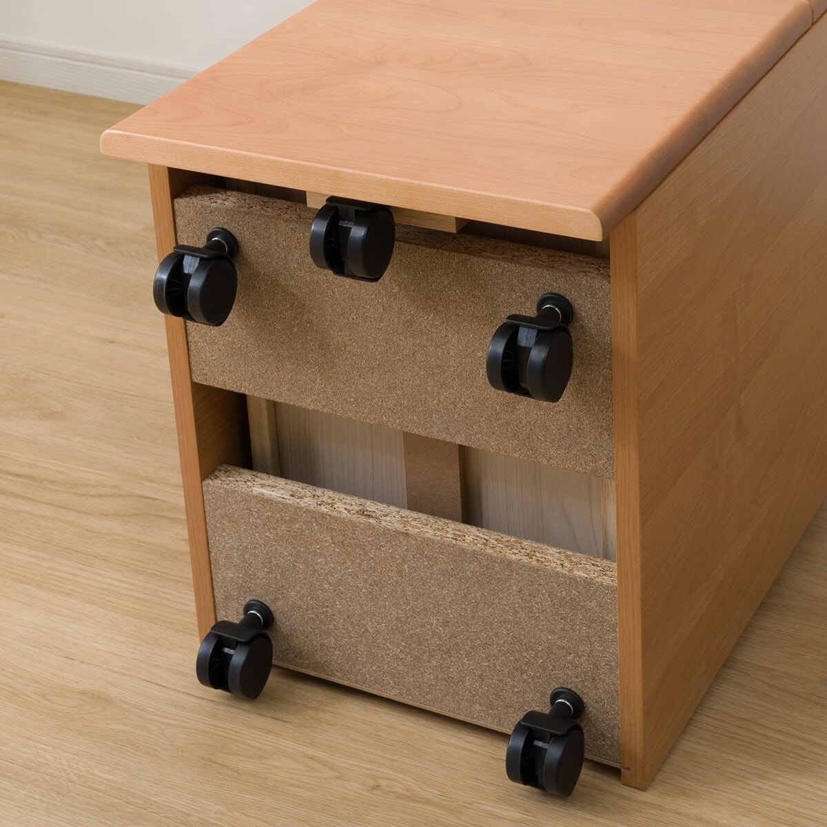 ニトリ　引き出しつき　デスク メルシーC LBR くみあわせデスク(メルシーH ホワイト色ライト+コンセントBOX付きLBR