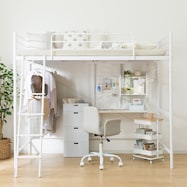 スチールハイベッド+棚付きデスクセット(HB02)