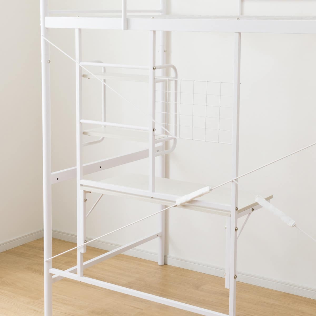 スチールハイベッド + 棚付きデスクセット (HB02 WH) | ニトリネット