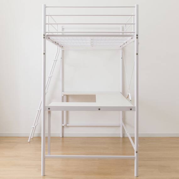 スチールハイベッド + コの字デスクセット (HB02 WH) 11枚目画像