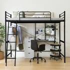 スチールハイベッド + 棚付きデスクセット (HB02 BK) 1枚目画像