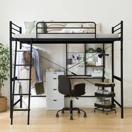 スチールハイベッド+棚付きデスクセット (HB02)