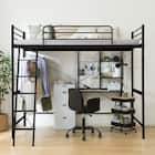 スチールハイベッド + 棚付きデスクセット (HB02 BK) 1枚目画像