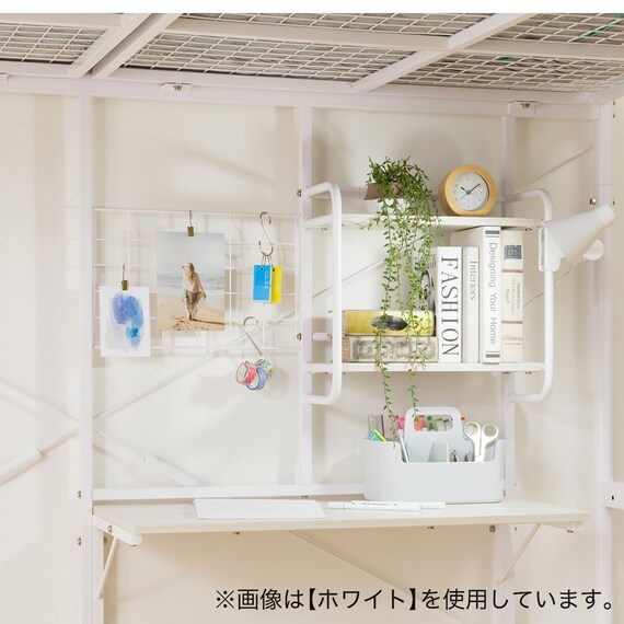 スチールハイベッド + 棚付きデスクセット (HB02 BK) 8枚目画像