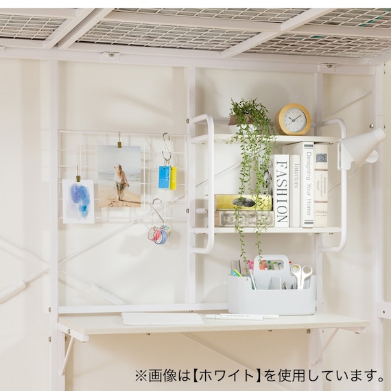 スチールハイベッド + 棚付きデスクセット (HB02 BK) 8枚目画像