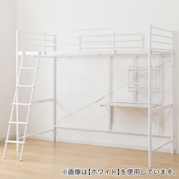 スチールハイベッド + 棚付きデスクセット (HB02 BK) 10枚目画像