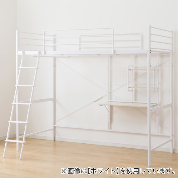 スチールハイベッド + 棚付きデスクセット (HB02 BK) 10枚目画像