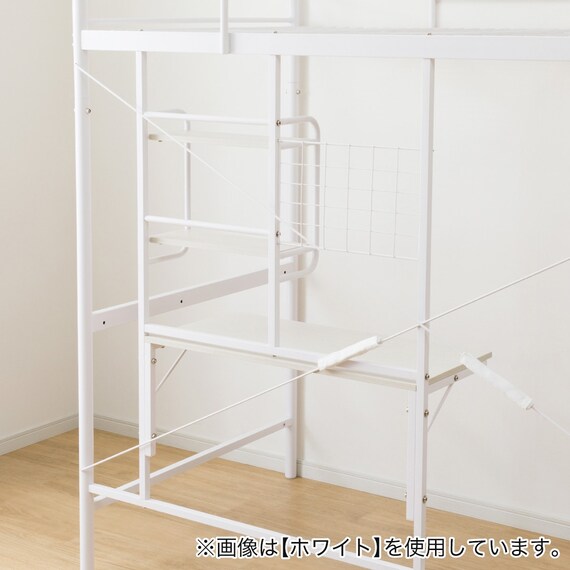 スチールハイベッド + 棚付きデスクセット (HB02 BK) 13枚目画像