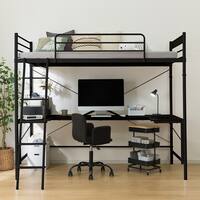 スチールハイベッド + コの字デスクセット (HB02 BK)