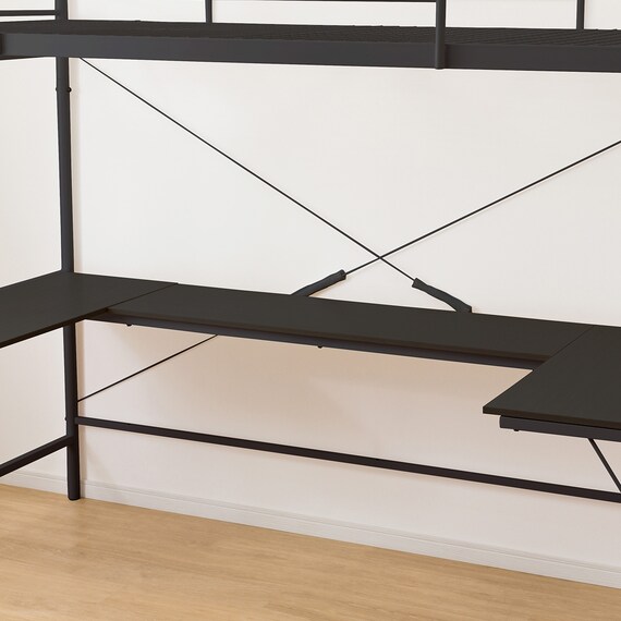 スチールハイベッド + コの字デスクセット (HB02 BK) 7枚目画像