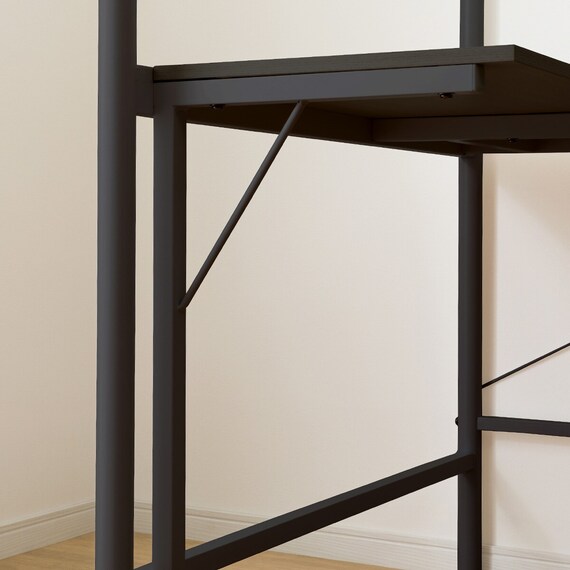 スチールハイベッド + コの字デスクセット (HB02 BK) 13枚目画像