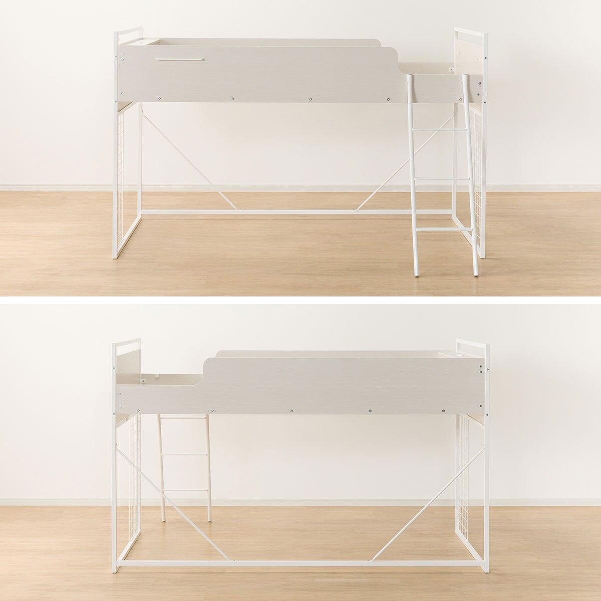 システムベッドデスクマットレスセット＋デスクライト付き(デニッシュ