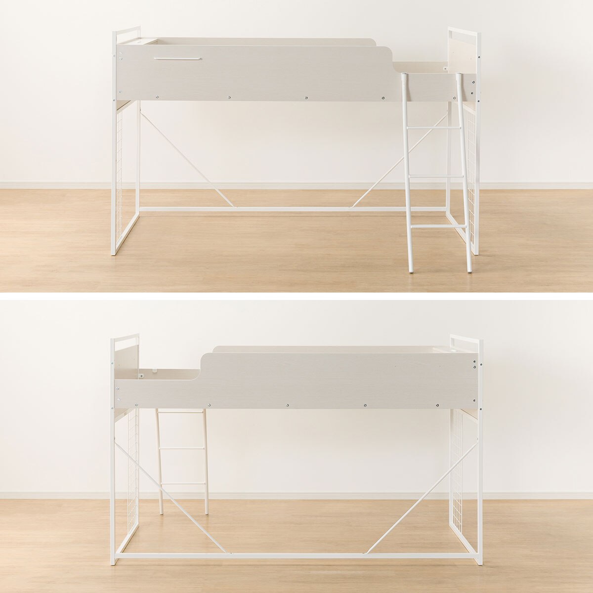 システムベッドデスクマットレスセット＋デスクライト付き(デニッシュ