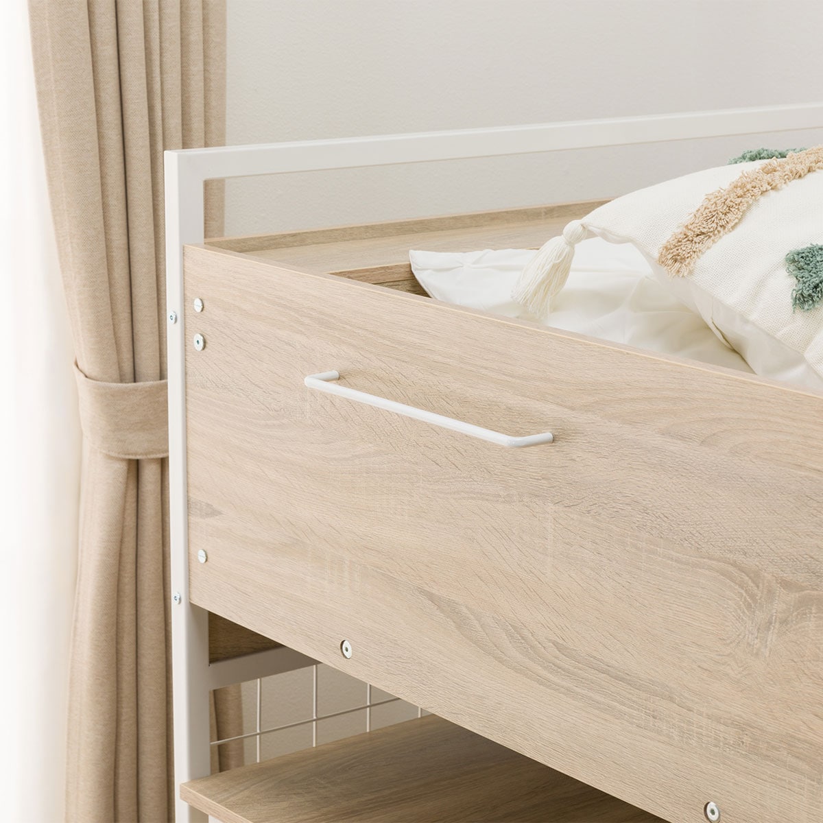 システムベッドデスクマットレスセット＋デスクライト付き(デニッシュ