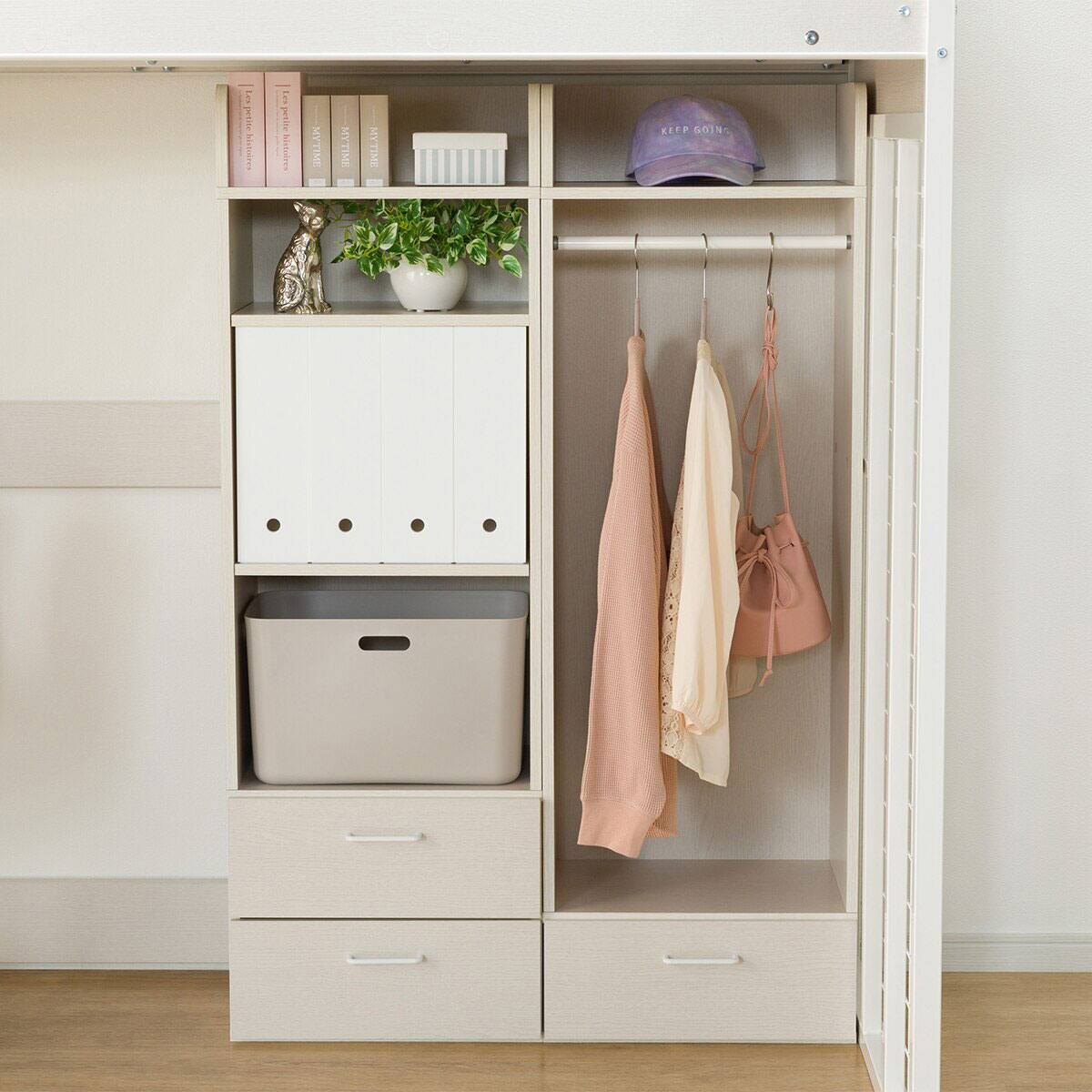 ロフトベッド + マットレスセット デスクライト付き (デニッシュ25N