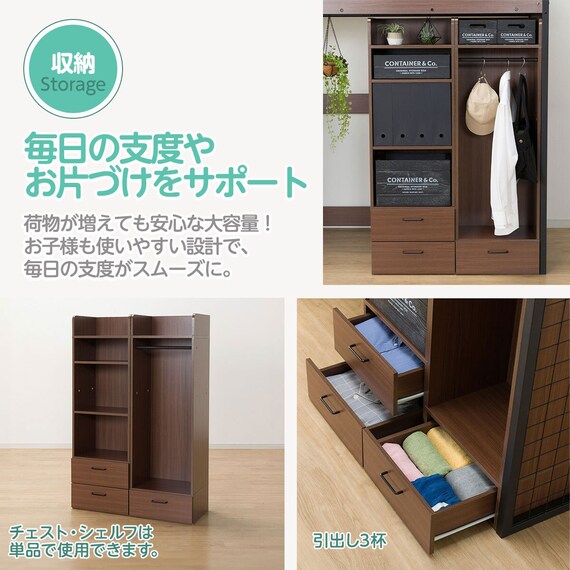 ロフトベッド + マットレスセット デスクライト付き (デニッシュ25N 