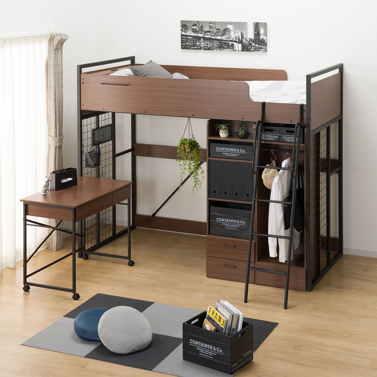 ニトリ　アルルN ロフトベッド ブラック デスク付き(直接引き取り) 2025年最新】ロフトベッド アルルn bkの人気アイテム - メルカリ