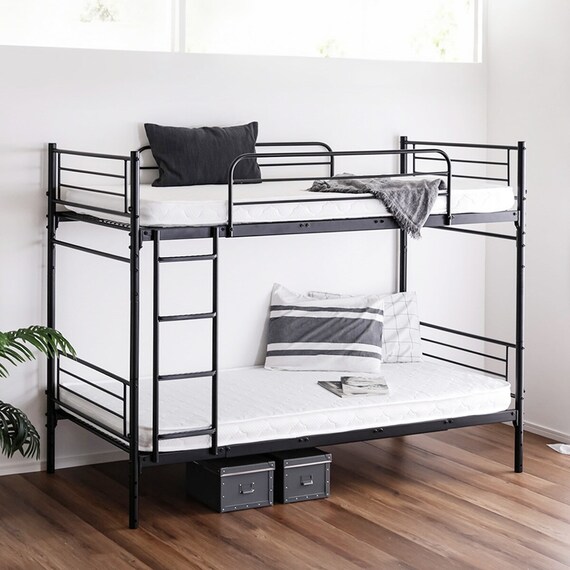 連結できる二段パイプベッド (BK) 1枚目画像