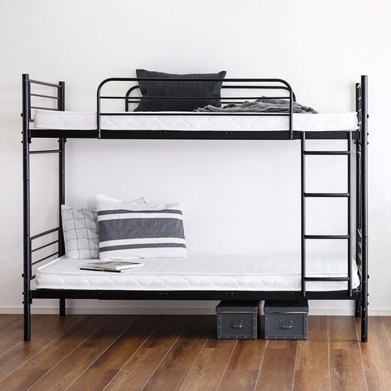 連結できる二段パイプベッド (BK) 2枚目画像