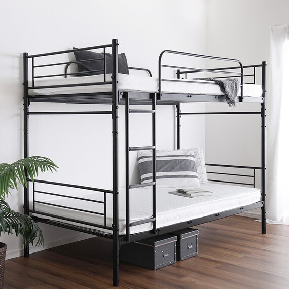 連結できる二段パイプベッド (BK) 3枚目画像