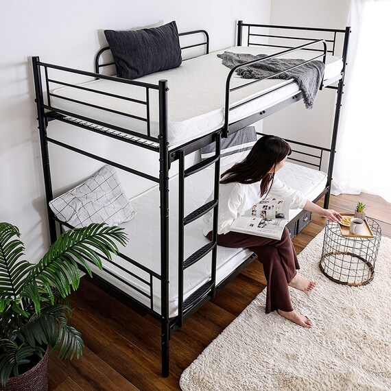 連結できる二段パイプベッド (BK) 4枚目画像