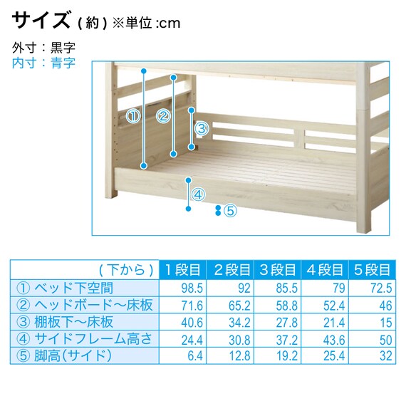 頑丈二段ベッド エキストラベッド付き (WW/NA) 16枚目画像