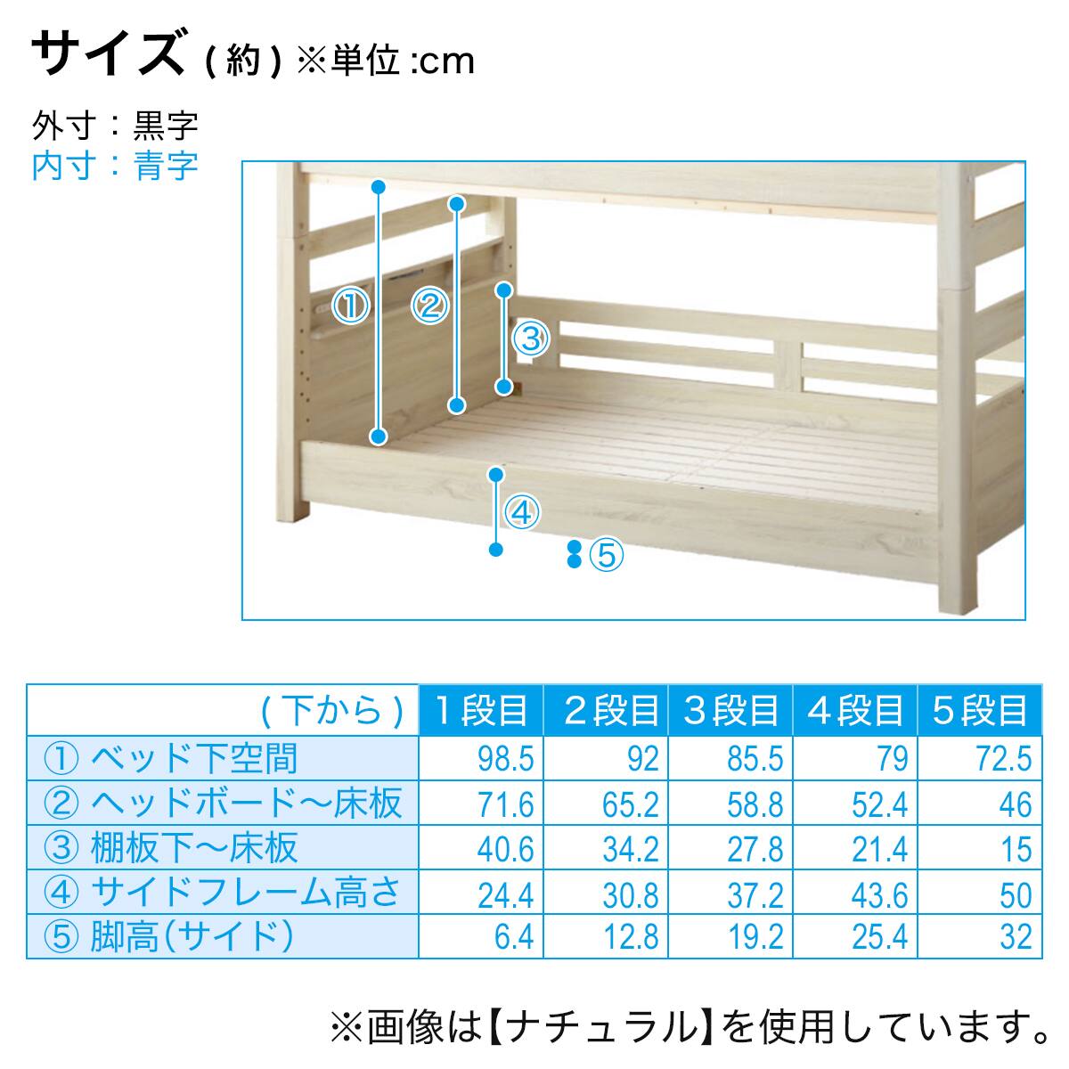 頑丈二段ベッド ベッド下有効活用タイプ (WW/LGY) | ニトリネット