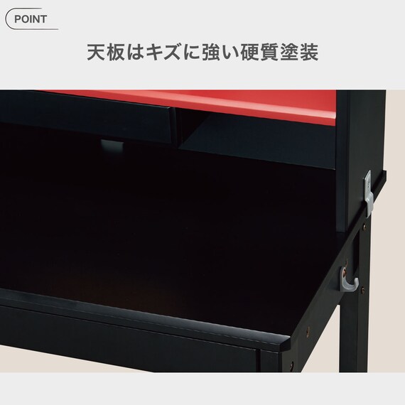 スタンダードデスク(WC01 ブラック色ライト付きBK/RE) 3枚目画像