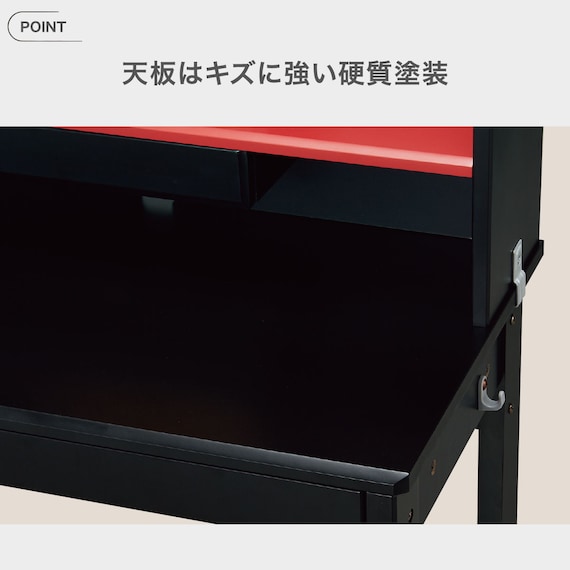 スタンダードデスク(WC01 ブラック色ライト付きBK/RE) 3枚目画像