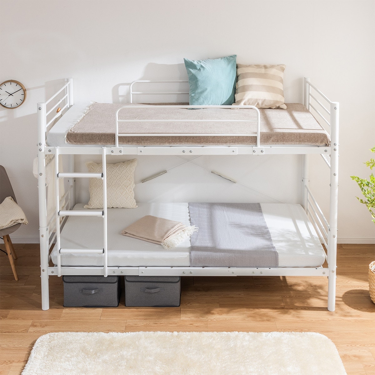 セミシングルショート スチール製2段ベッド (CNR WH) | ニトリネット