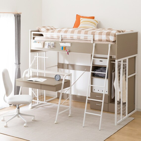 システムベッドデスク(デニッシュ01 ハイタイプ  GW) 1枚目画像