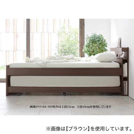 収納式ツインベッド (棚・コンセント・照明付 GY) 5枚目画像