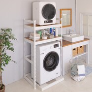 【METAL＆WOOD】高耐荷重 小型乾燥機が置けるランドリーラック