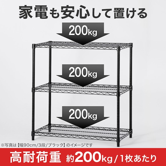 スチールラック(KJ25 幅90cm 5段 ブラック) 3枚目画像