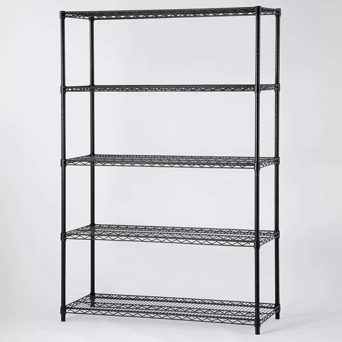 札幌 ニトリ 5段シェルフ スチールラック アイボリー×ブラック 棚 収納 おしゃれ METAL & WOOD】高耐荷重 シェルフ5段 幅81cm (ブラック) | ニトリ