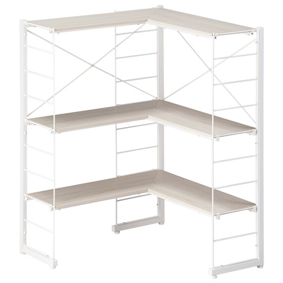 幅83cm ワイヤーシェルフ NP L型 ミドルタイプ (ホワイトウォッシュ) 1枚目画像