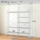 幅160cmセット 【幅80+80/ワードローブ/棚板8枚】突っ張り壁面収納Nポルダディープ2 2連 ホワイトウォッシュ 4枚目画像