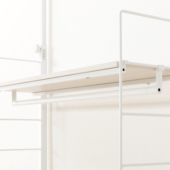 幅160cmセット 【幅80+80/ワードローブ/棚板8枚】突っ張り壁面収納Nポルダディープ2 2連 ホワイトウォッシュ 11枚目画像