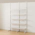 幅140cmセット奥行深 【幅80+60/棚板10枚】突っ張り壁面収納Nポルダディープ2(NP01)2連 ホワイトウォッシュ 3枚目画像