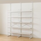 幅160cmセット奥行深 【幅80+80/棚板10枚】突っ張り壁面収納Nポルダディープ2(NP01)2連 ホワイトウォッシュ 3枚目画像