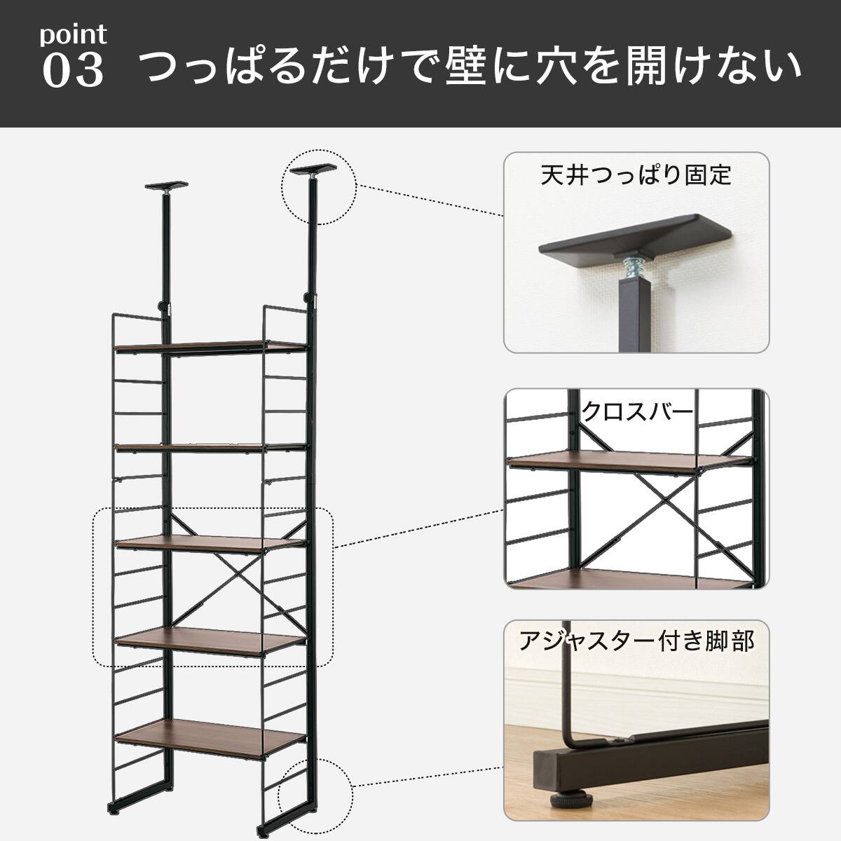 幅160cmセット奥行深 【幅80+80/棚板10枚】突っ張り壁面収納N
