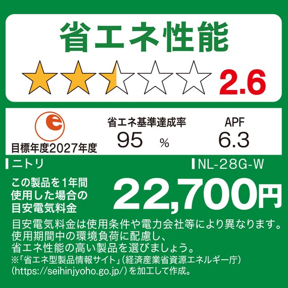 エコで楽エアコン 10畳用 (NL-28GーW)(標準取付工事有り・リサイクル回収有り)北海道用エアコンキャンペーン特典③対象 8枚目画像