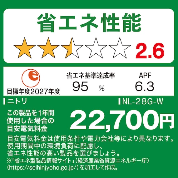 エコで楽エアコン 10畳用 (NL-28GーW)(標準取付工事有り・リサイクル回収有り)本州(東北6県を除く)・九州・四国・沖縄用エアコンキャンペーン特典③対象 8枚目画像