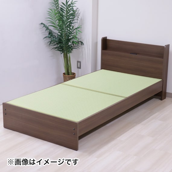 畳シングルベッド(TM367 棚付き MIGUSA GR/WN) 2枚目画像