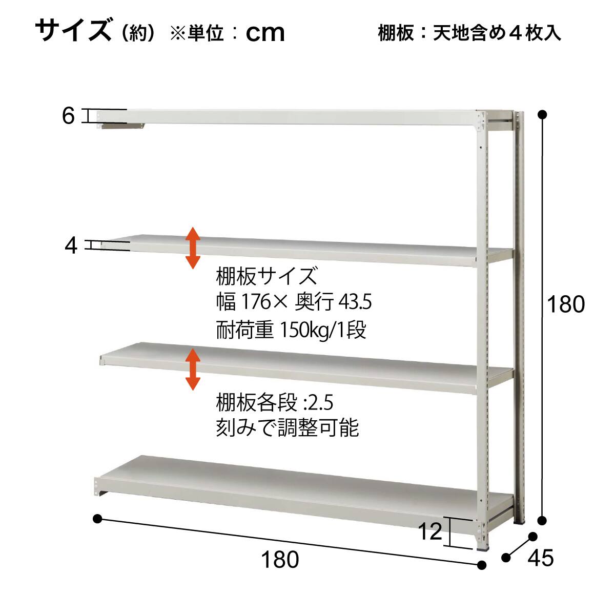 軽中量ラック 連結セット(SR150-1818MR ボルトレス ※耐荷重150kg/段