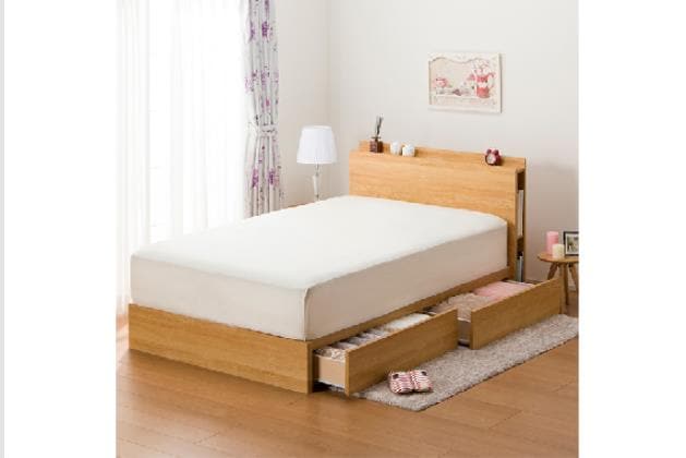 近日削除】ニトリダブルベッドフレーム引出し付 (カイト3 DBR