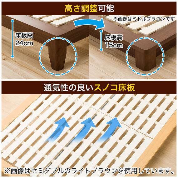 すのこダブルベッドフレーム(ロデリックUPL MBR) 4枚目画像